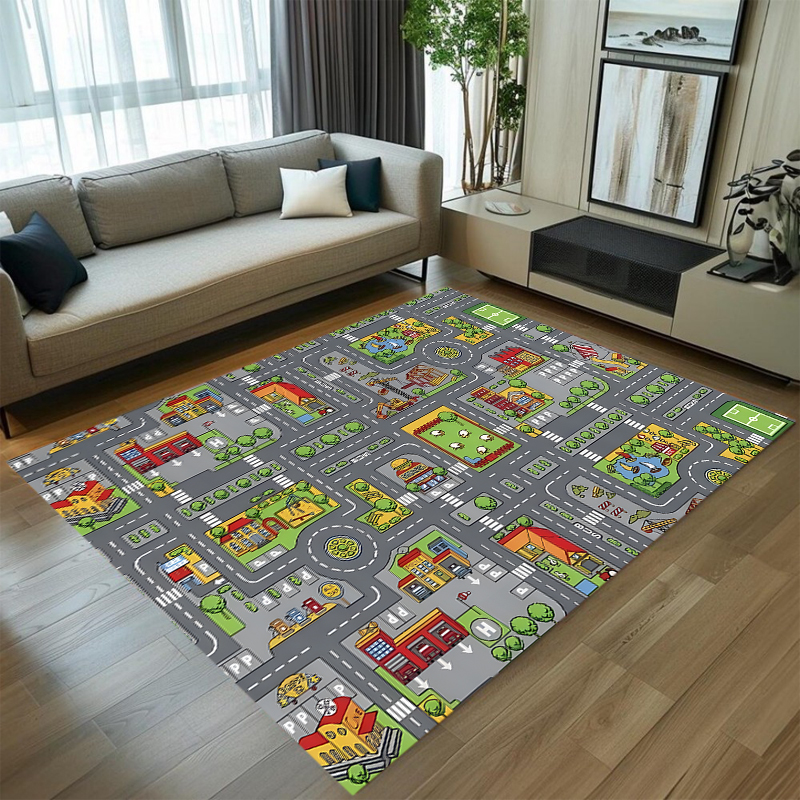 Cute Car Track Play Rug Green  - Baby Nursery Mat ulasan dan harga