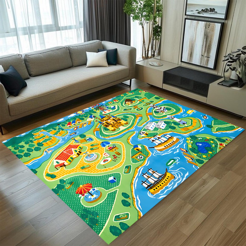 Cute Car Track Play Rug Green  - Baby Nursery Mat ulasan dan harga