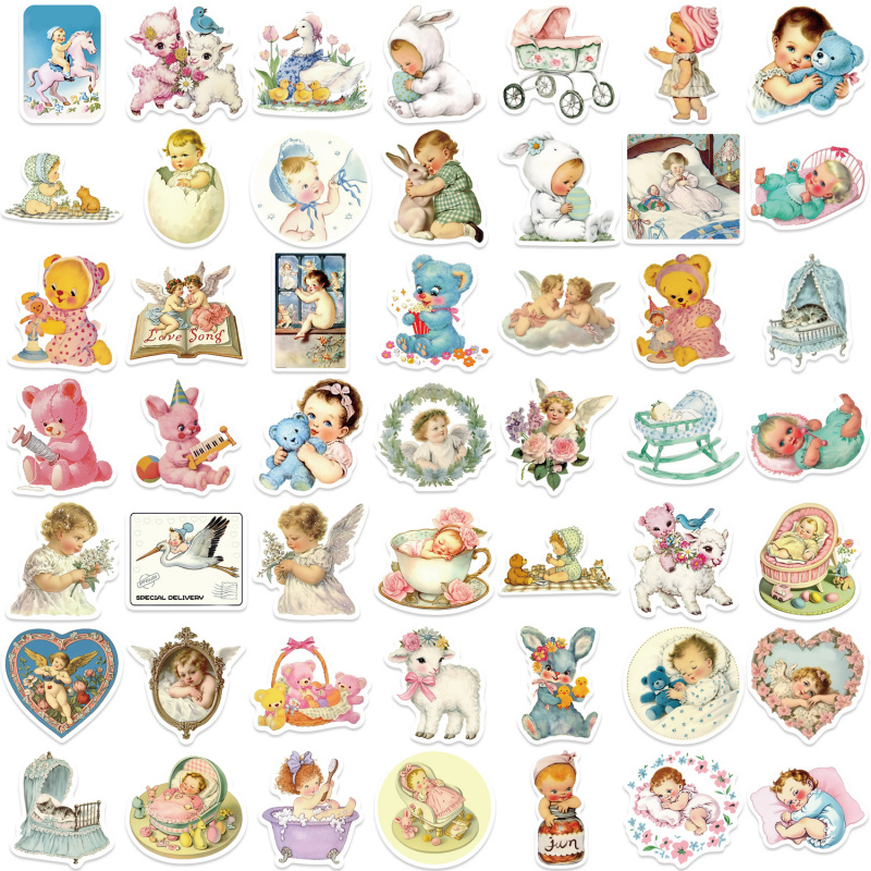 50pcs Vintage Baby Stickers Cu - Baby Nursery Vintage Decor ulasan dan harga