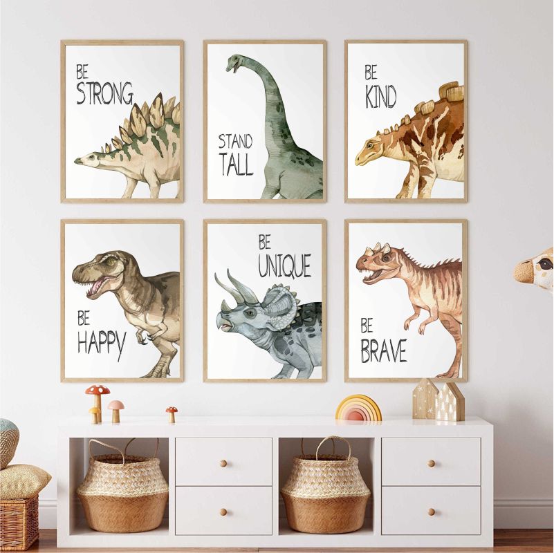 Watercolor Dinosaur Poster Nur - Baby Nursery Art ulasan dan harga
