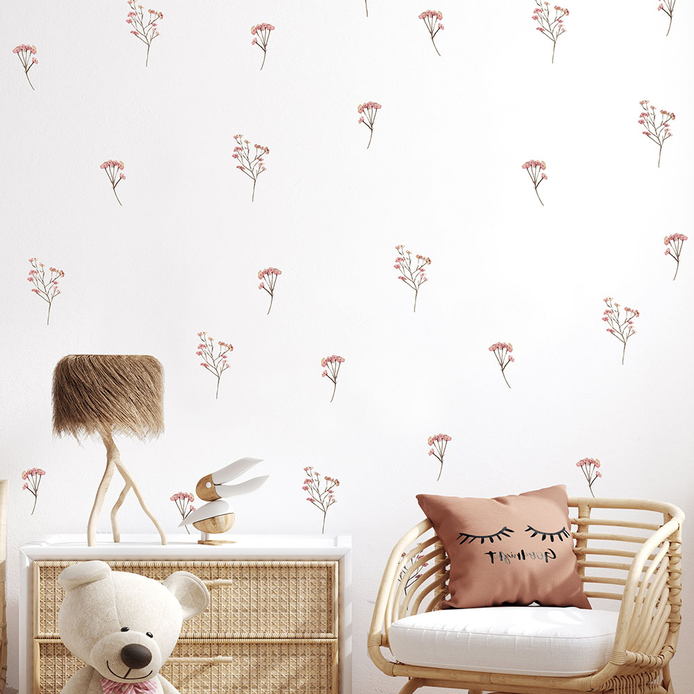Pink  Watercolor Flower Wall S - Baby Nursery Products ulasan dan harga