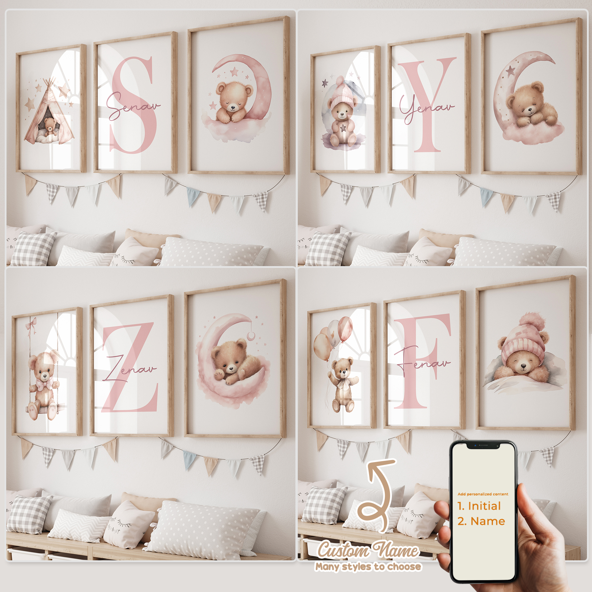 3pcs Personalized Custom Name  - Baby Nursery Decor Girl ulasan dan harga