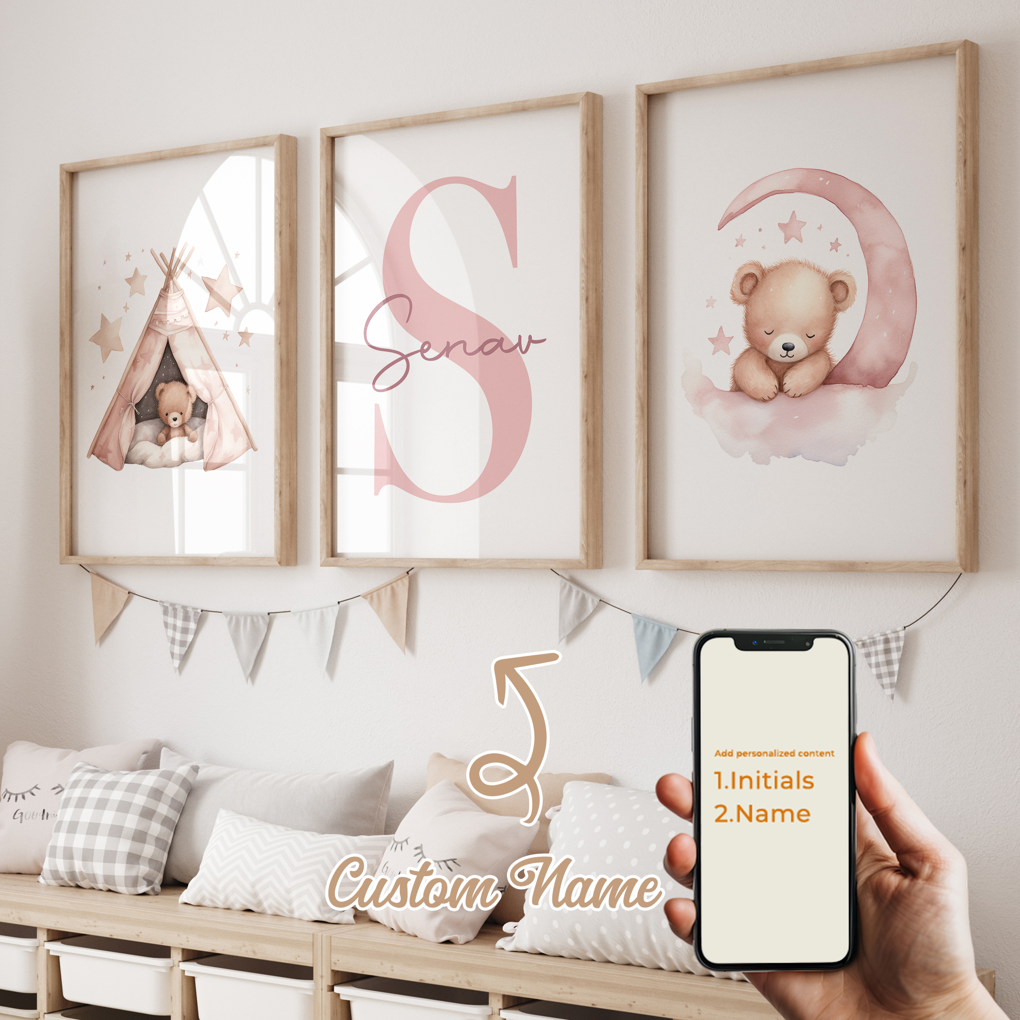 3pcs Personalized Custom Name  - Baby Nursery Decor Girl ulasan dan harga