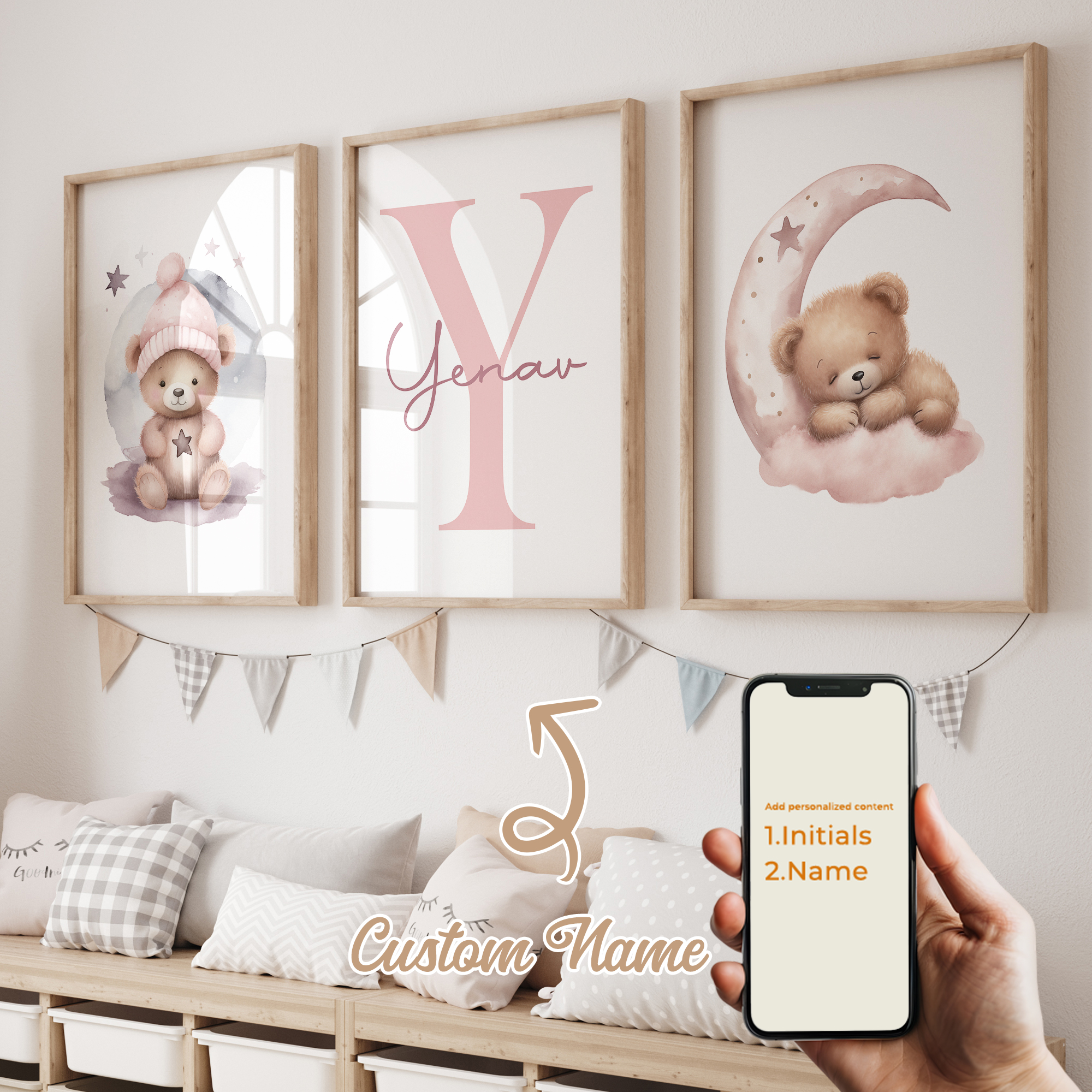 3pcs Personalized Custom Name  - Baby Nursery Decor Girl ulasan dan harga