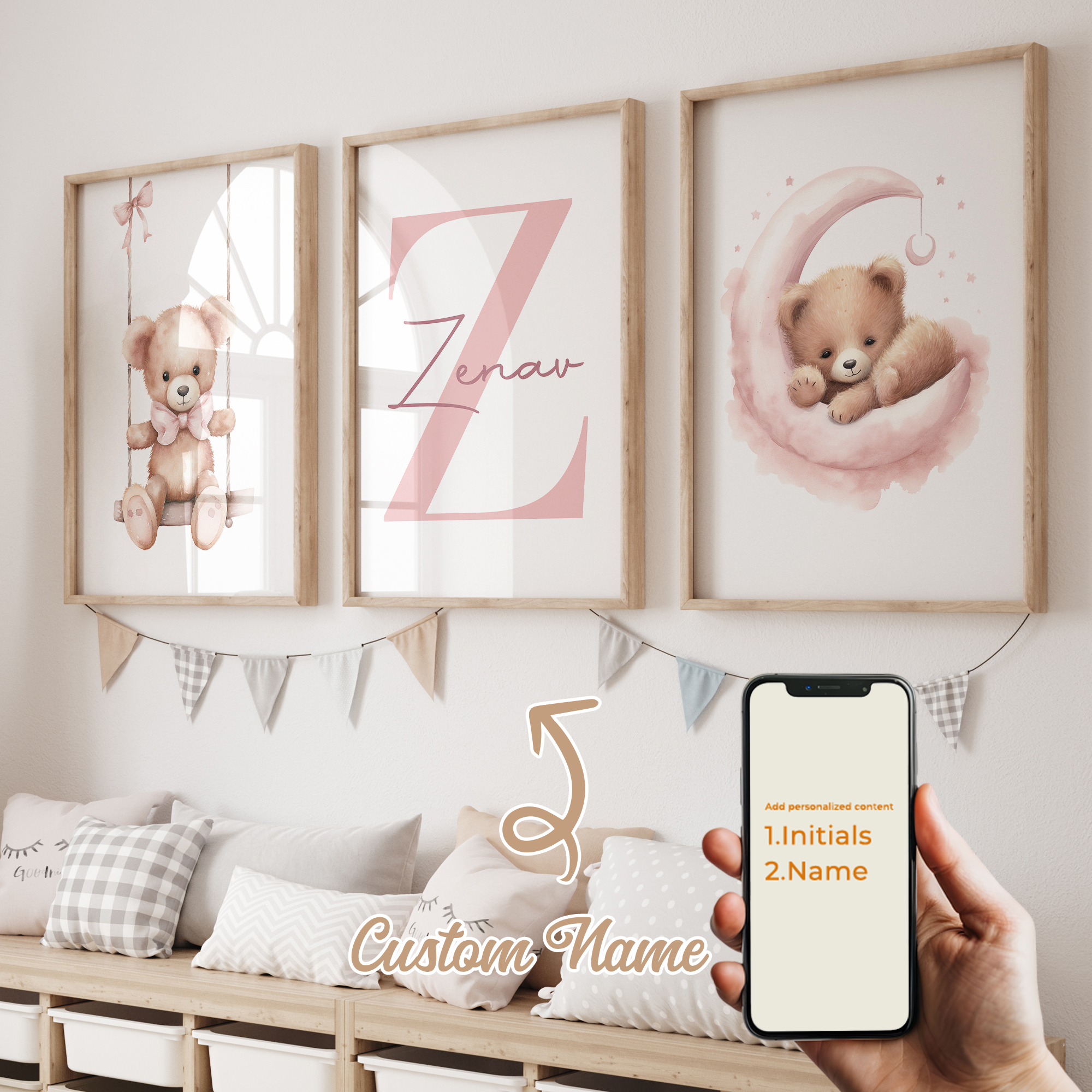 3pcs Personalized Custom Name  - Baby Nursery Decor Girl ulasan dan harga
