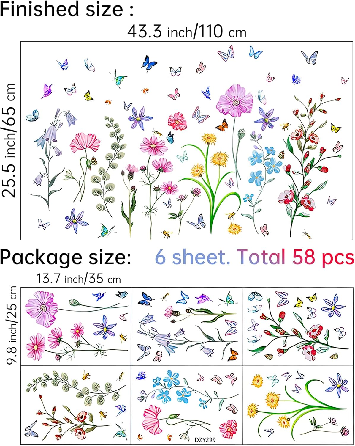58 Pcs Colorful Flower Wall St - Baby Nursery Peel And Stick Wallpaper ulasan dan harga