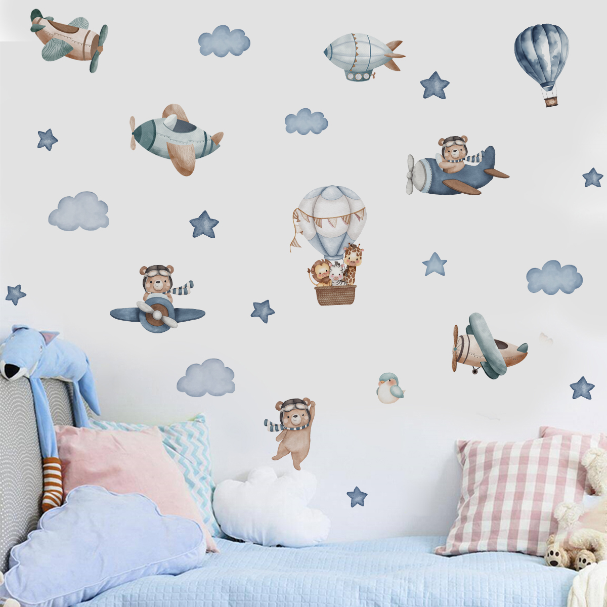Watercolor Animals Hot Air Bal - Baby Nursery Products ulasan dan harga