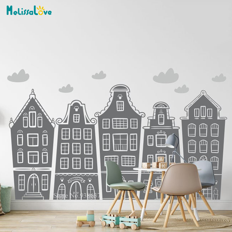 Scandinavian Houses & Clouds D - Baby Nursery Products ulasan dan harga