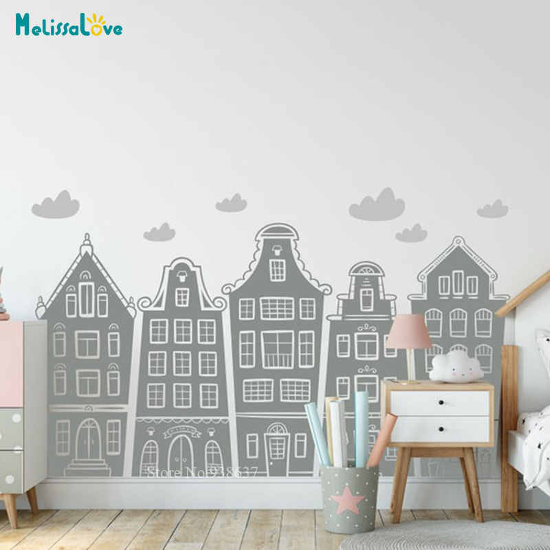 Scandinavian Houses & Clouds D - Baby Nursery Products ulasan dan harga