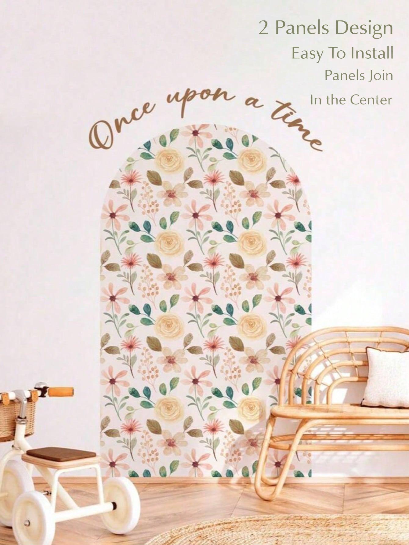 Boho Flowers Arch Wallpaper Nu - Baby Nursery Peel And Stick Wallpaper ulasan dan harga