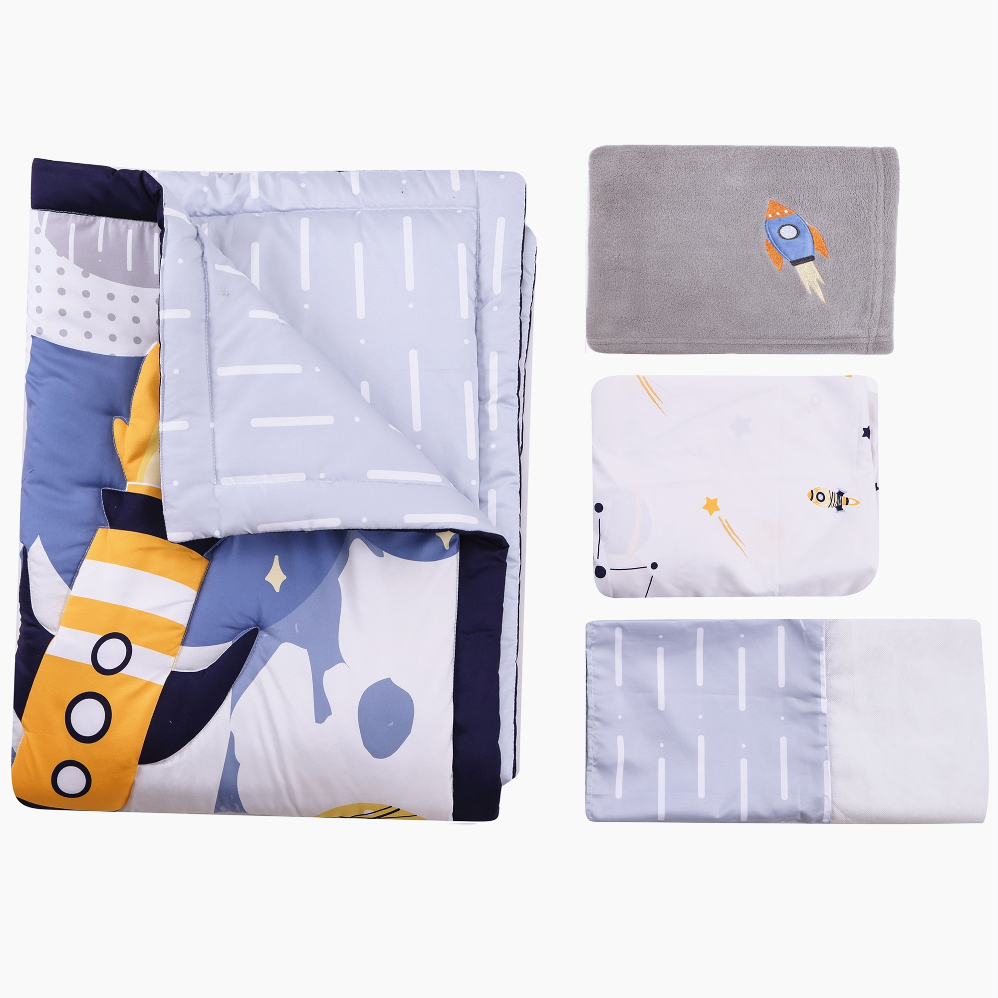 4Pcs Aviation Nursery Crib Bed - Baby Nursery Quilts ulasan dan harga