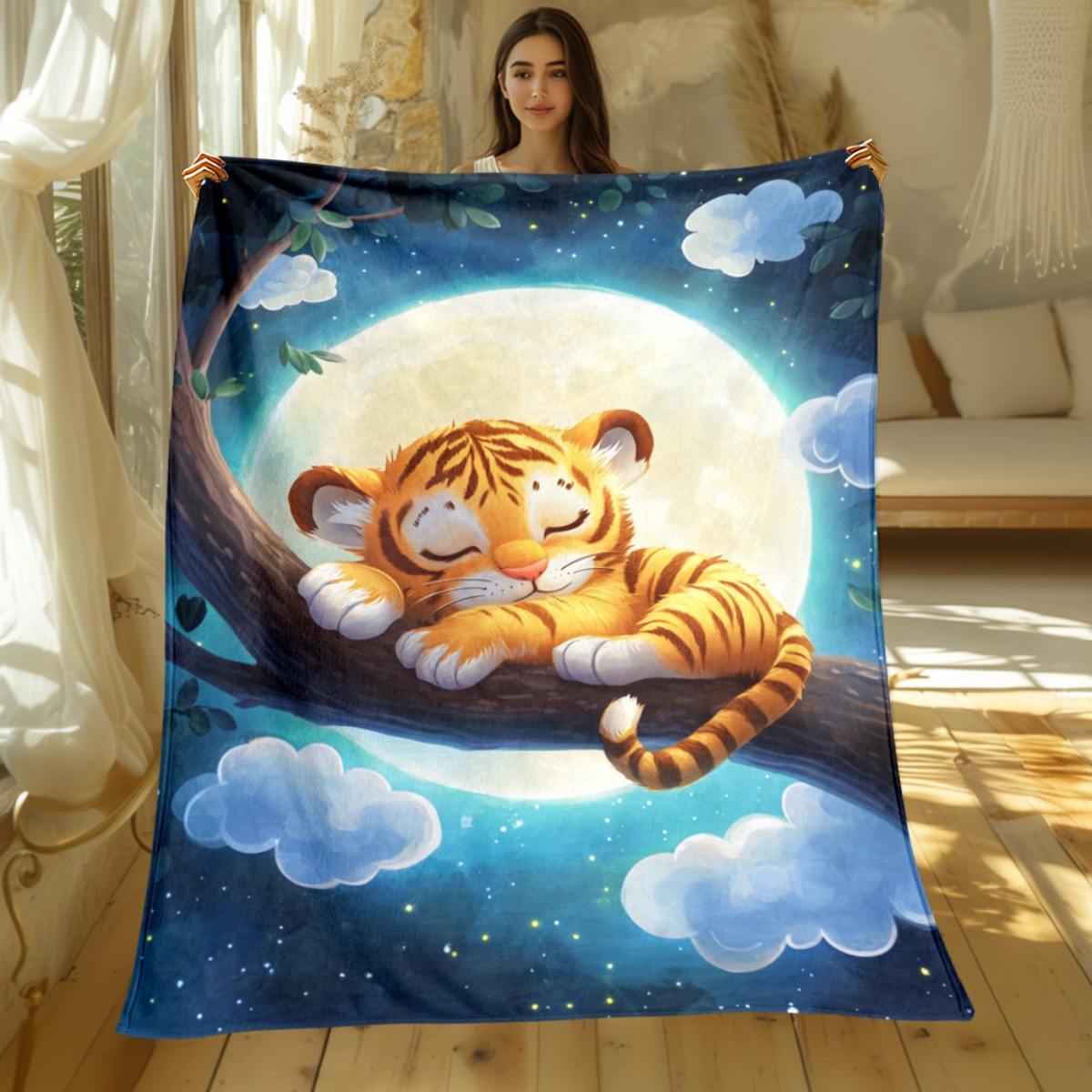 Cute sleeping tiger on tree br - Baby Nursery Hospital ulasan dan harga