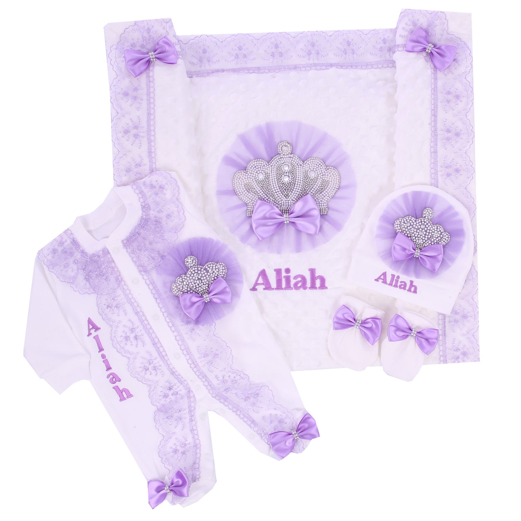 Lavender Lace 5pcs Baby Girl L - Baby Nursery Embroidery ulasan dan harga