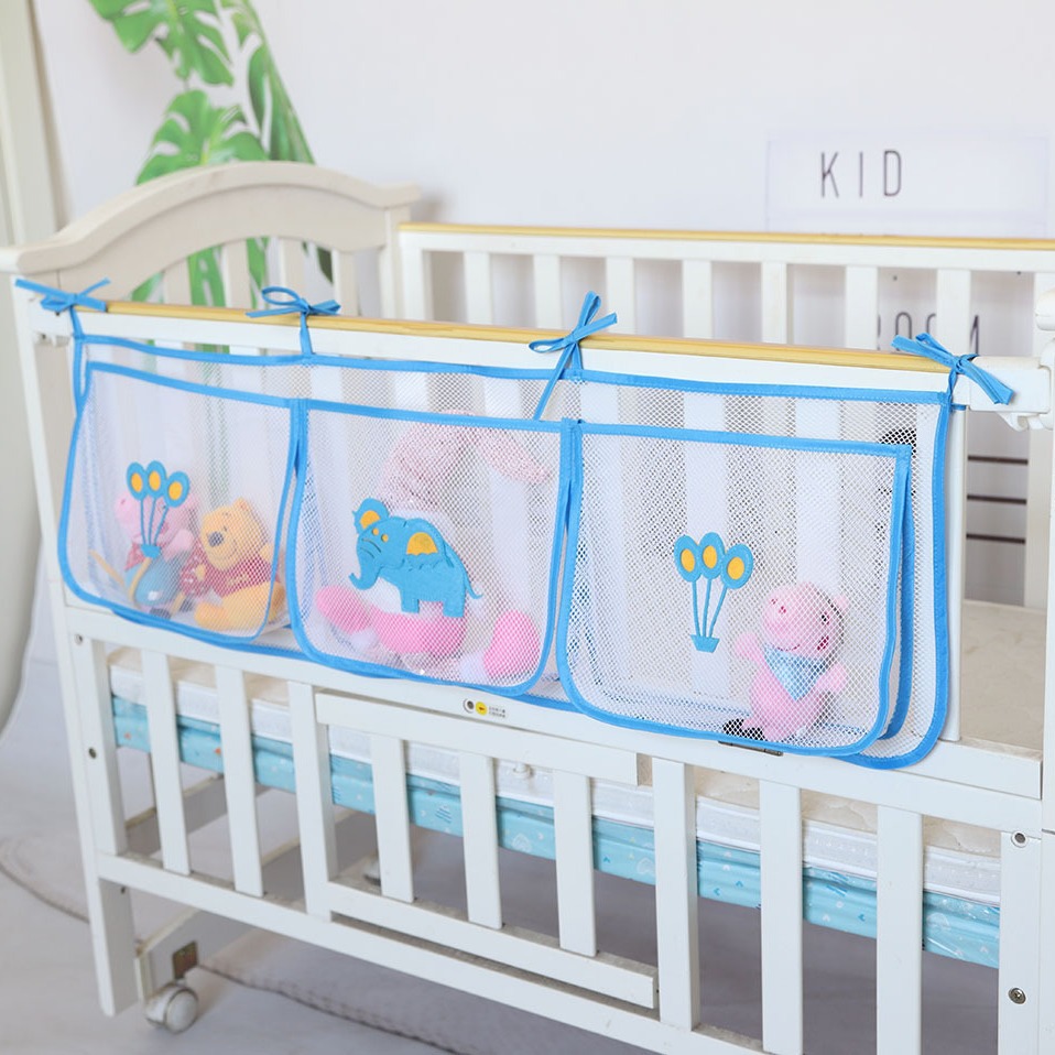 Cartoon Crib Storage Bag 3grid - Baby Nursery Organizer ulasan dan harga