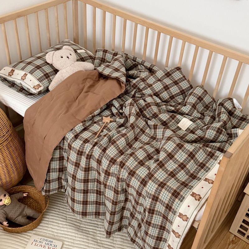 Breathable Grid Linen Quilt fo - Baby Nursery Quilts ulasan dan harga