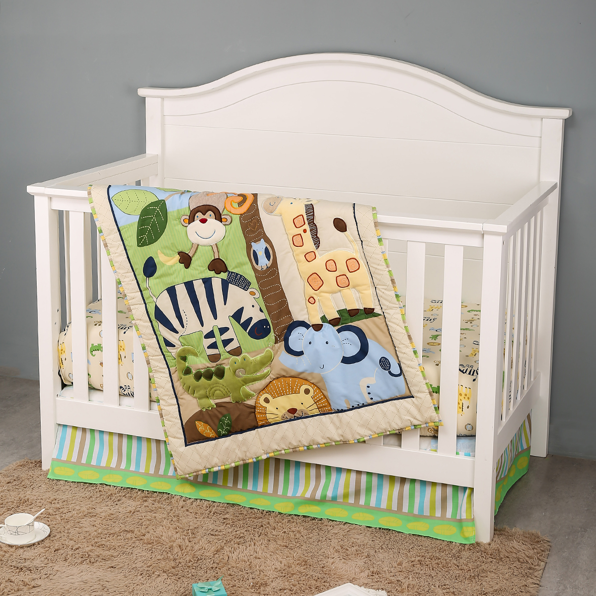 3Pcs Embroidered baby crib bed - Baby Nursery Quilts ulasan dan harga