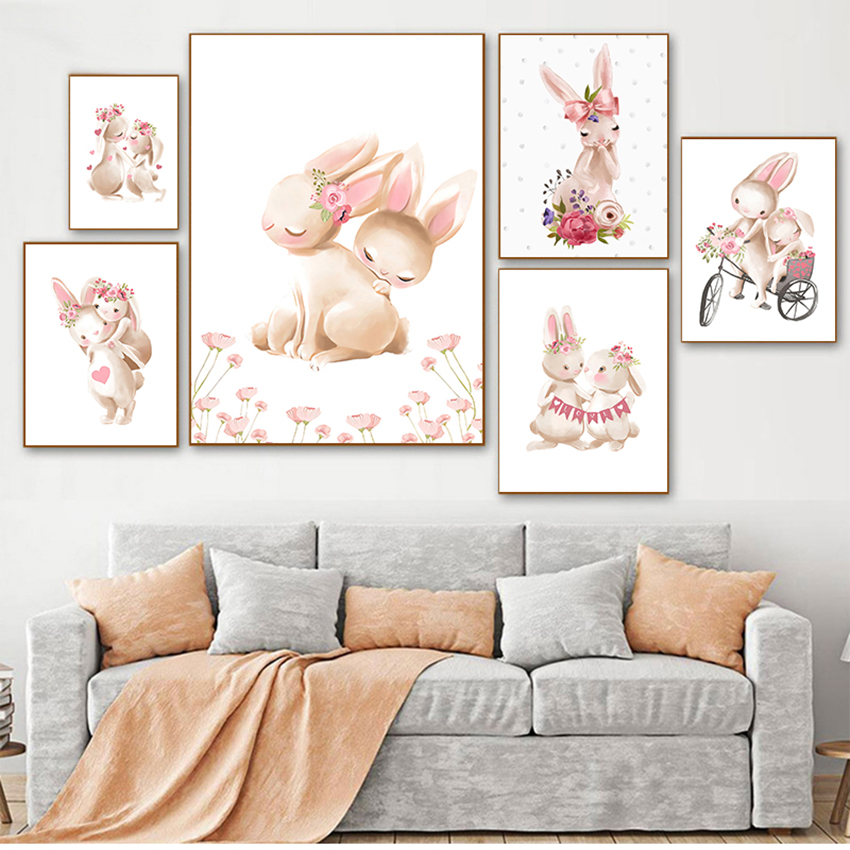 Pink Flowers Cartoon Picture G - Baby Nursery Decor Girl ulasan dan harga