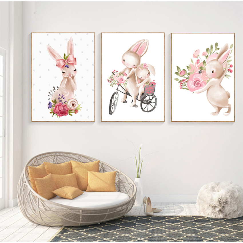 Pink Flowers Cartoon Picture G - Baby Nursery Decor Girl ulasan dan harga