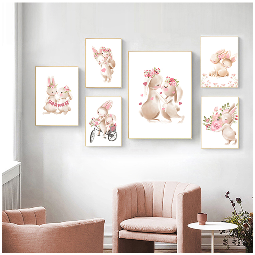 Pink Flowers Cartoon Picture G - Baby Nursery Decor Girl ulasan dan harga