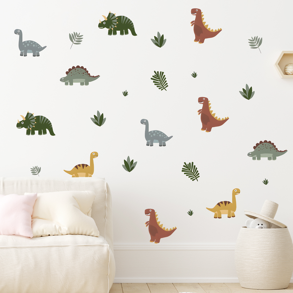 Cartoon Cute Dinosaur Leaf Ani - Baby Nursery Labels ulasan dan harga
