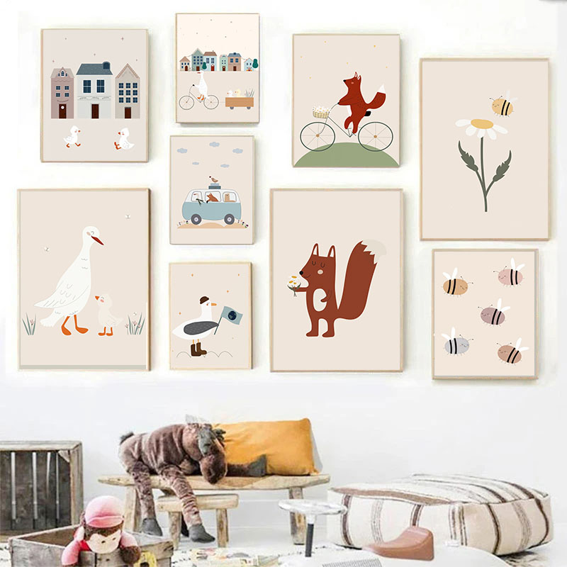 Funny Cartoon Duck Squirrel Be - Baby Nursery Art ulasan dan harga