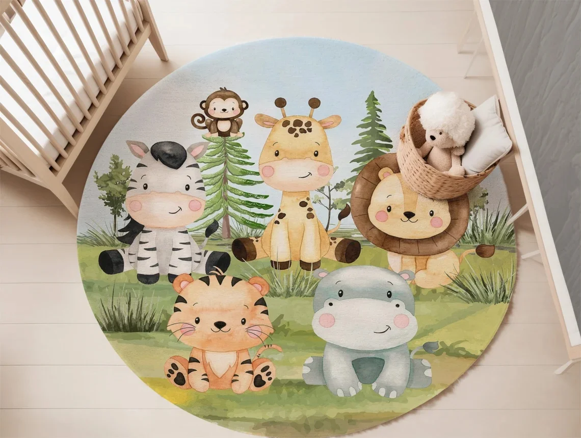 Woodland Animals Nursery Rug f - Baby Nursery Mat ulasan dan harga