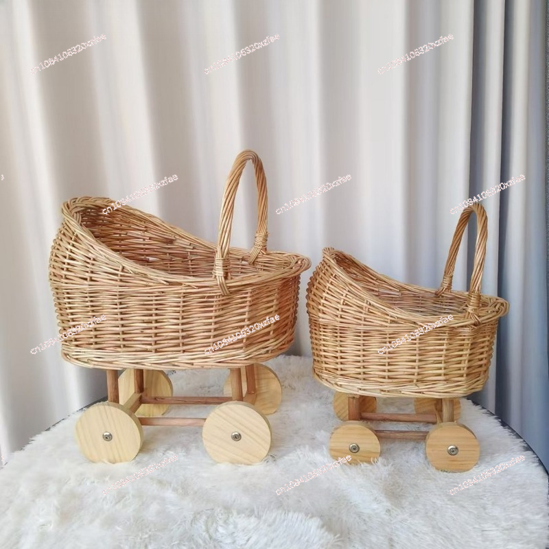 Handwoven Wicker Baby Bassinet - Baby Nursery Trolley ulasan dan harga