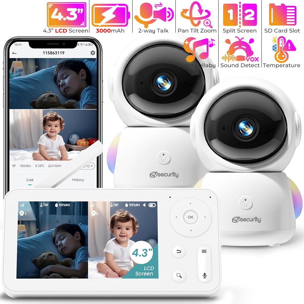 2K Baby Monitor with 2 Cameras - Baby Nursery Videos ulasan dan harga