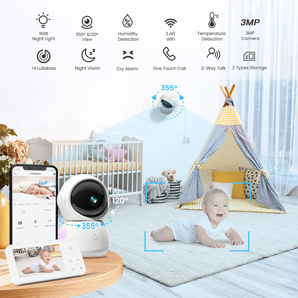 2K Baby Monitor with 2 Cameras - Baby Nursery Videos ulasan dan harga