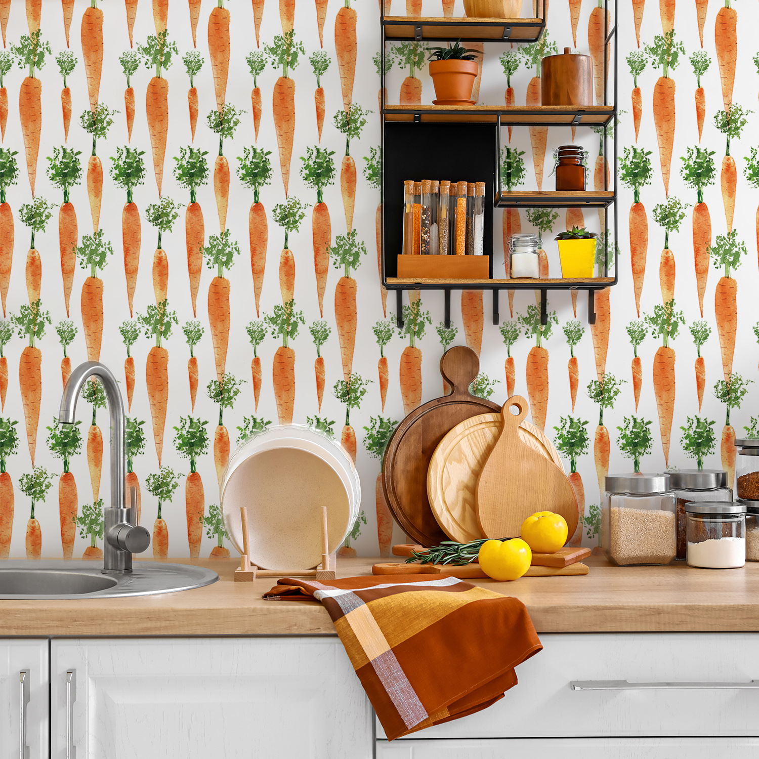 Cute Watercolor Carrots Wallpa - Baby Nursery Peel And Stick Wallpaper ulasan dan harga