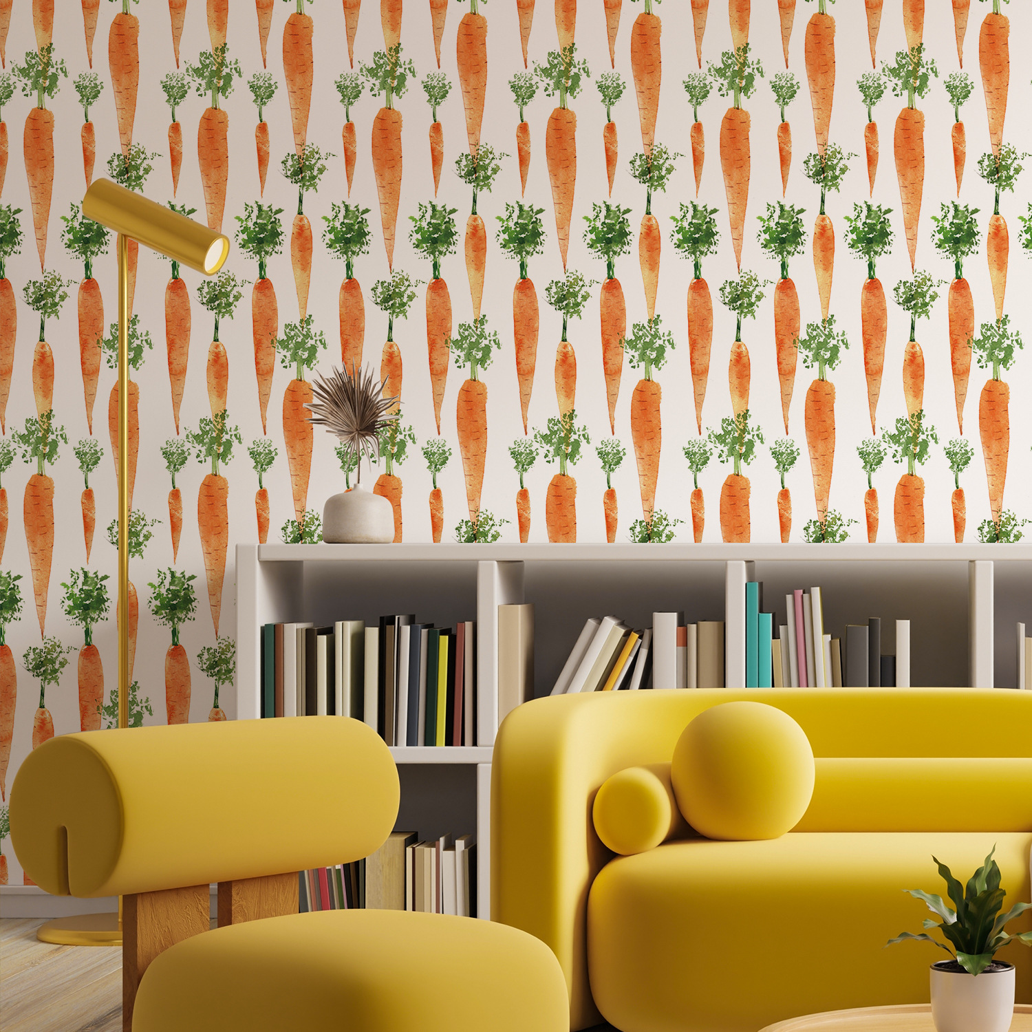 Cute Watercolor Carrots Wallpa - Baby Nursery Peel And Stick Wallpaper ulasan dan harga