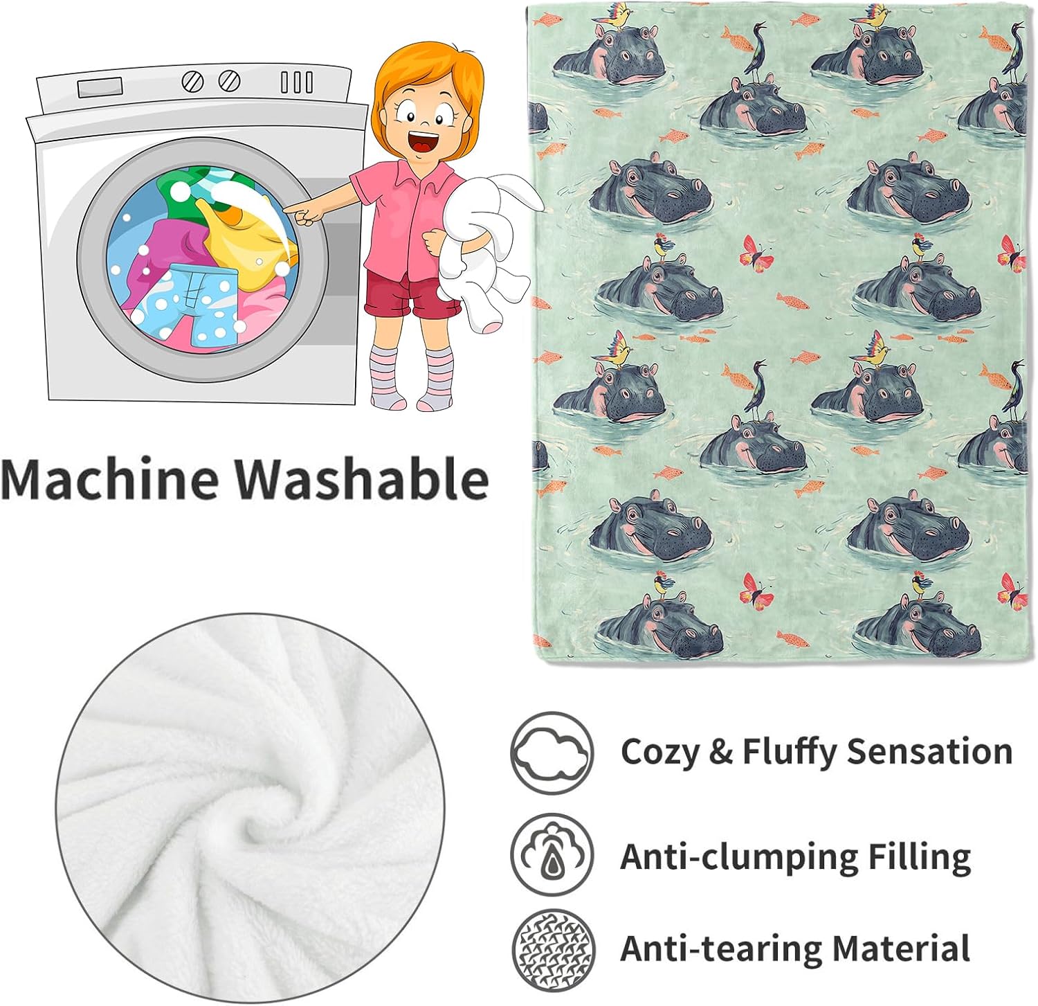 Adorable Hippopotamus Animal P - Baby Nursery Hospital ulasan dan harga