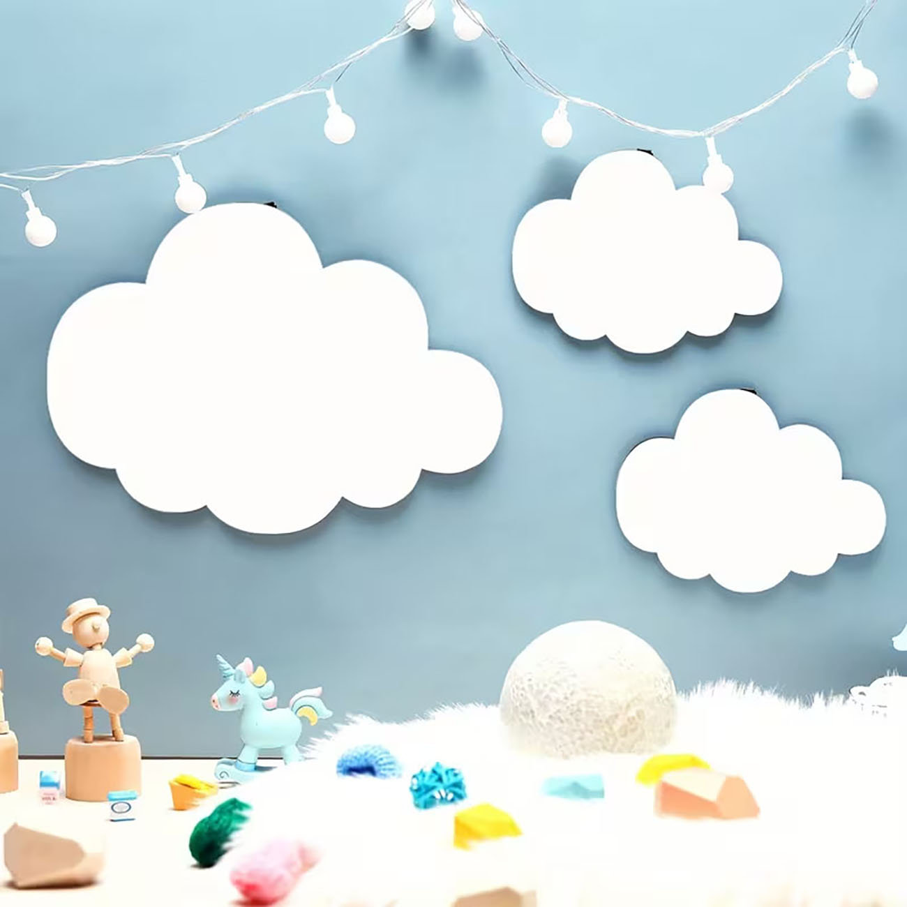 6Pcs Cloud & Eyelash Wooden Wa - Baby Nursery Labels ulasan dan harga