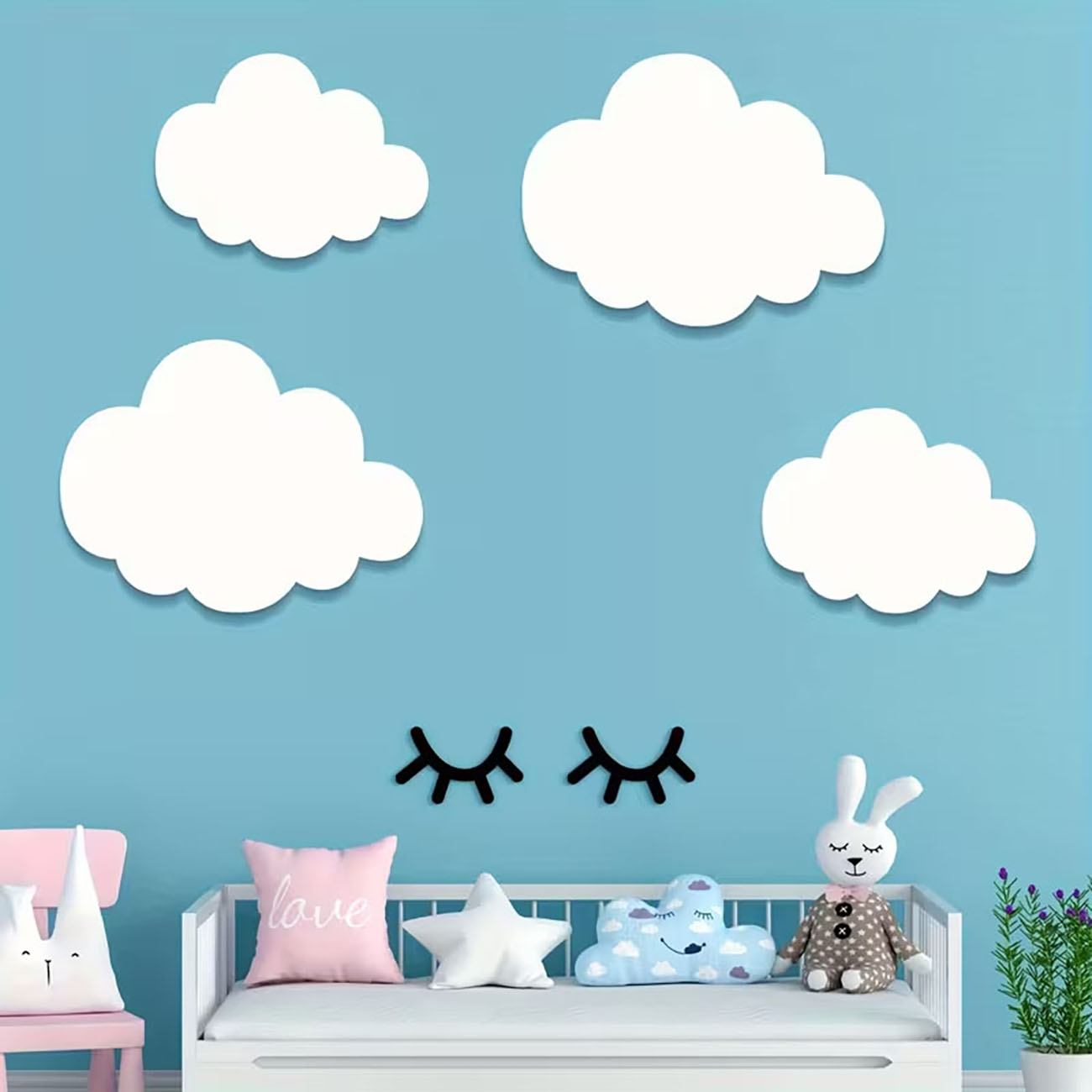 6Pcs Cloud & Eyelash Wooden Wa - Baby Nursery Labels ulasan dan harga